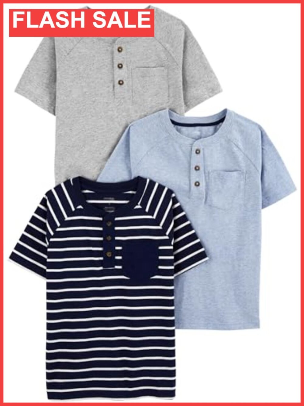 Boys 3-Pack Short Sleeve Crew Neck Tee Shirts Regular Fit